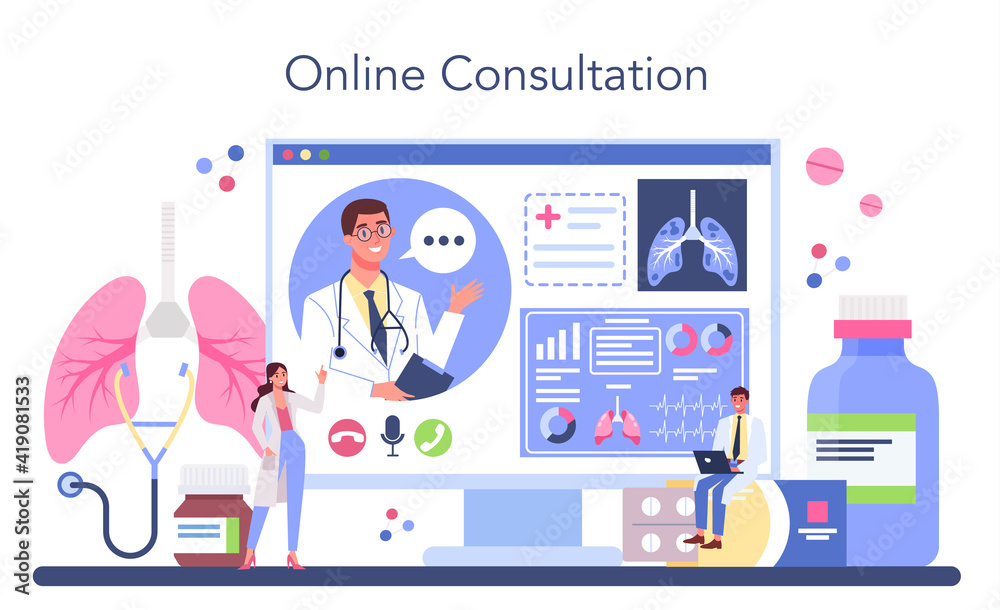 Pulmonologist online service or platform. Idea of health Pulmonologist online service or platform. Idea of health
