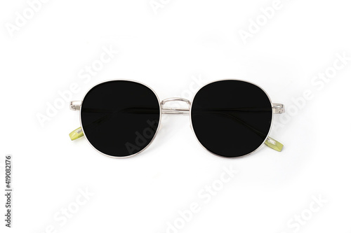 Sunglasses. The frame is made of stainless steel on a white background.