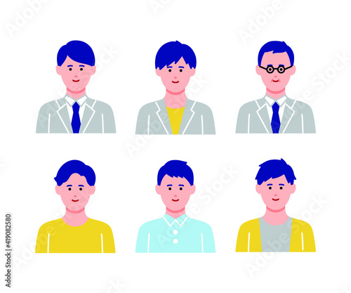 男性のアバターアイコンセット