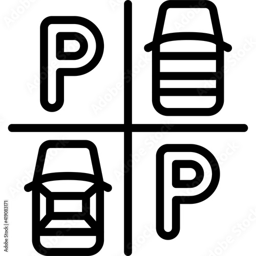 Parking lot with two cars icon, Parking lot related vector