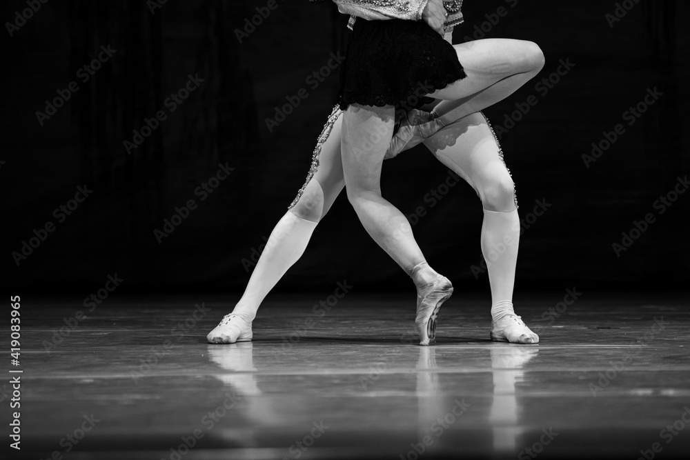 legs of classic ballet couple