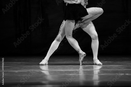 legs of classic ballet couple