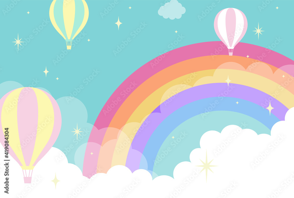 vector background with hot-air balloons in the sky for banners, cards, flyers, social media wallpapers, etc.