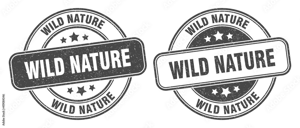 wild nature stamp. wild nature label. round grunge sign