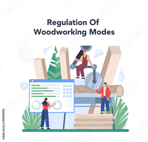 Wood industry concept. Woodworking line operator as a forestry