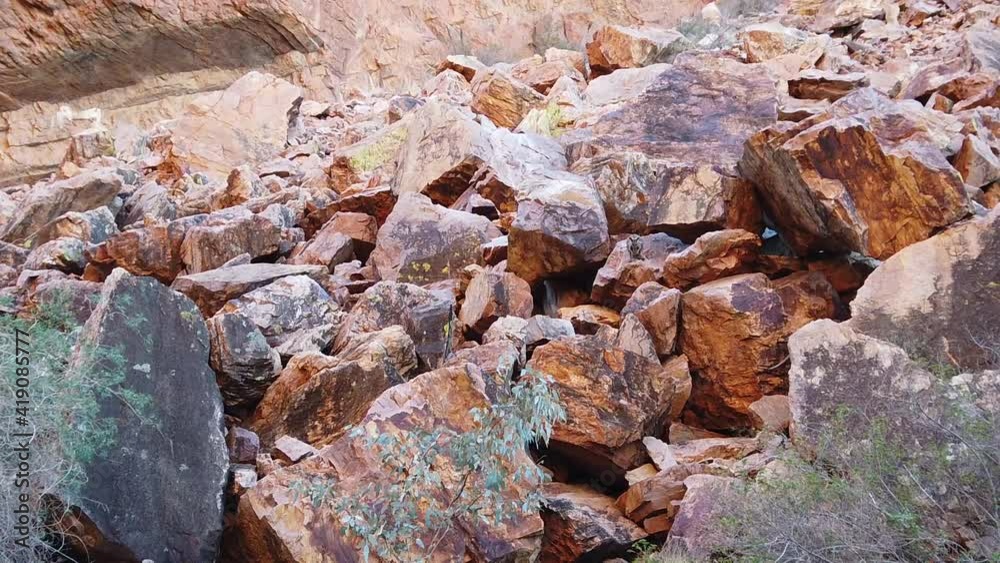 SLOW MOTION: Australian outback wildlife. Black-footed rock wallaby jumping along the walking track into Simpsons Gap, West MacDonnell Ranges National Park, Northern Territory, Australia. SLOW MOTION: Australian outback wildlife. Black-footed rock wallaby jumping along the walking track into Simpsons Gap, West MacDonnell Ranges National Park, Northern Territory, Australia.