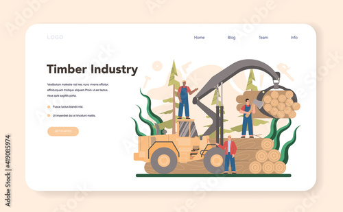 Wood industry and paper production web banner or landing page.