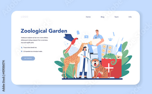 Pet veterinarian web banner or landing page. Veterinary doctor