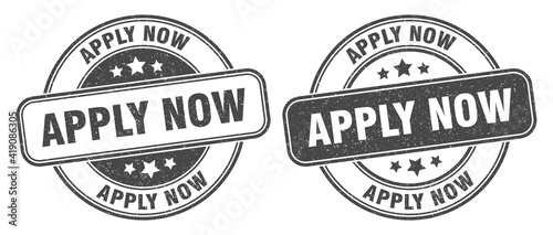 apply now stamp. apply now label. round grunge sign
