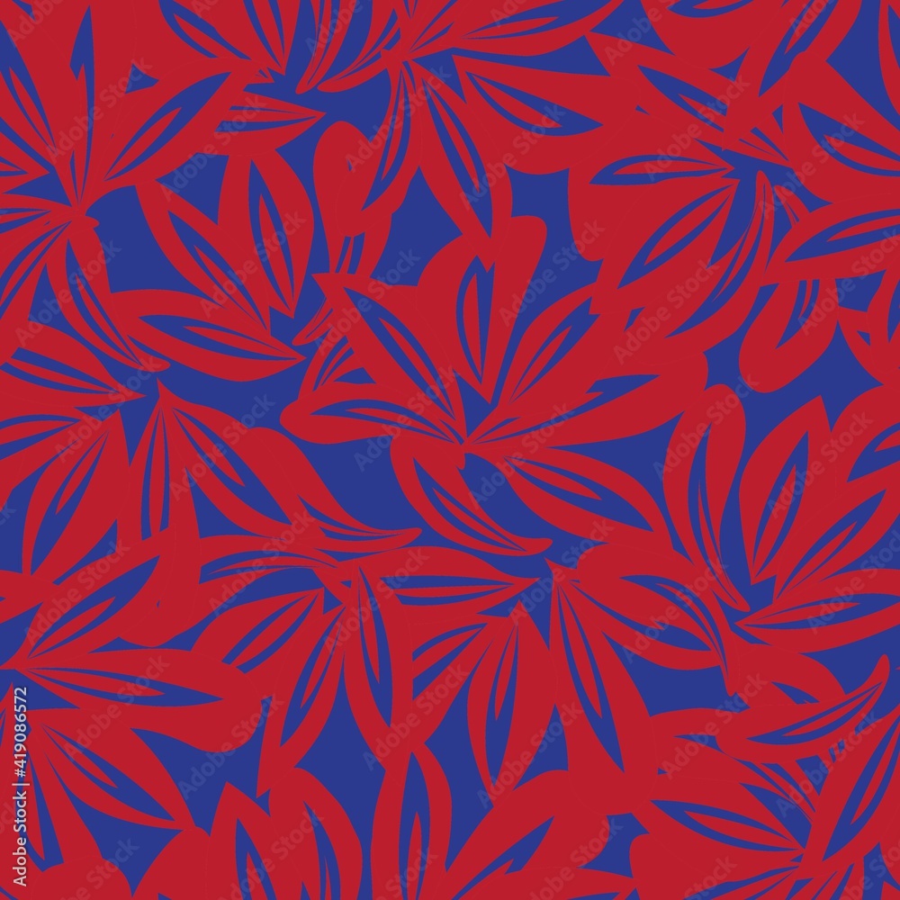 Red and Navy Botanical Floral Seamless Pattern Background Red and Navy Botanical Floral Seamless Pattern Background