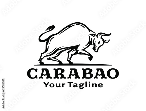 logo illustration of carabao in vintage design photo