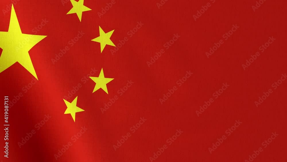 Waving China flag. Chinese waved flag close up fabric texture. National China background. 3d render 4k looped animation. Waving China flag. Chinese waved flag close up fabric texture. National China background. 3d render 4k looped animation.
