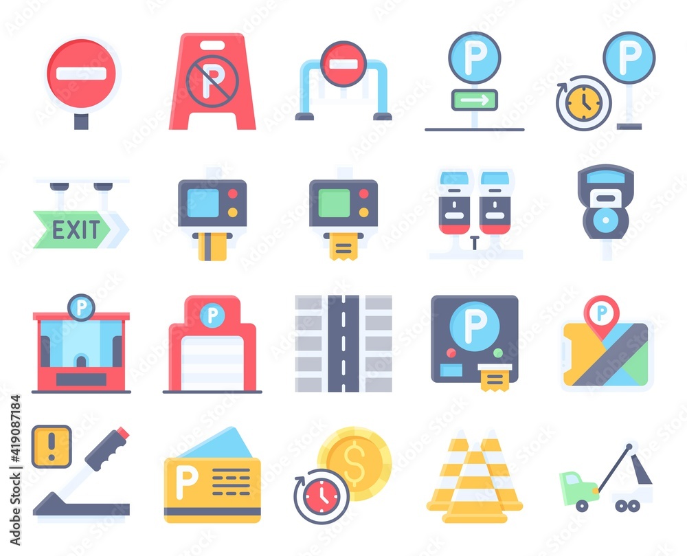 Parking lot related flat icon set 3, vector illustration Parking lot related flat icon set 3, vector illustration