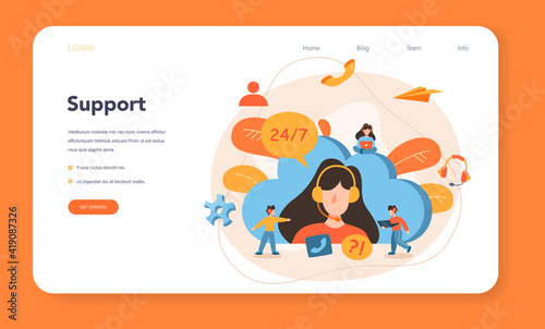 Technical support web banner or landing page. Idea of customer service.
