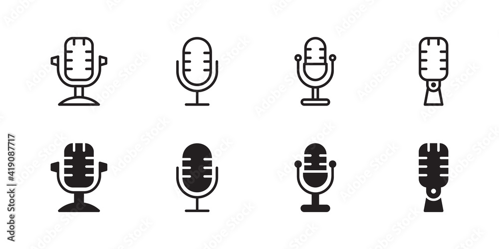 Mic icon set. Vector graphic illustration. Suitable for website design, logo, app, template, and ui. Mic icon set. Vector graphic illustration. Suitable for website design, logo, app, template, and ui.