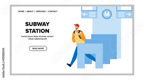 Subway Station Entry System Pass Passenger Vector