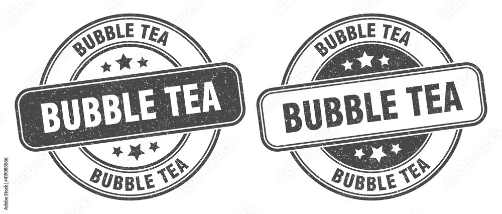 bubble tea stamp. bubble tea label. round grunge sign