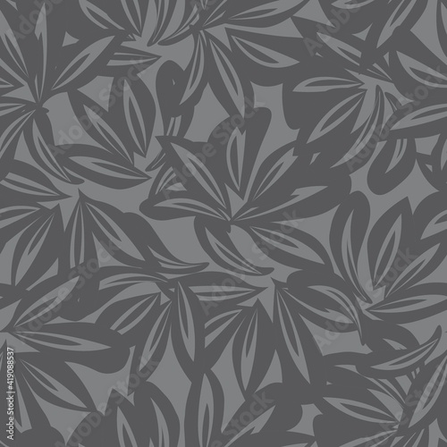 Grey Botanical Floral Seamless Pattern Background