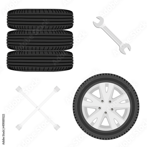 A stack of car tires