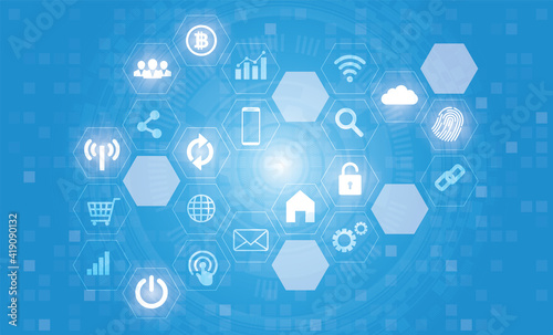 Abstract technology hi-tech background ,Technology connection digital data and big data concept. iot background concept.