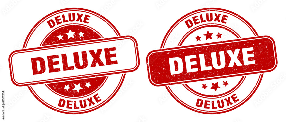 deluxe stamp. deluxe label. round grunge sign deluxe stamp. deluxe label. round grunge sign