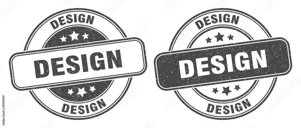 design stamp. design label. round grunge sign