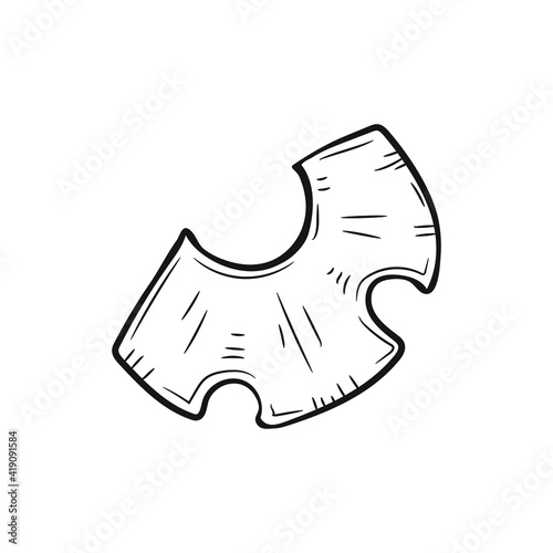 Cute hand drawn pineapple slice. The ingredient for various meals in cooking. Vector 