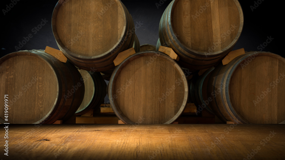 Barrels in the wine cellar, Porto, Portugal Barrels in the wine cellar, Porto, Portugal