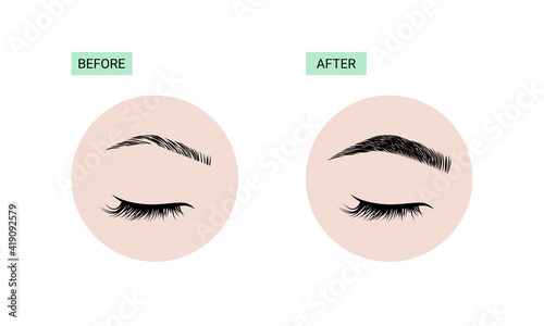 Brows correction and extension before and after icons