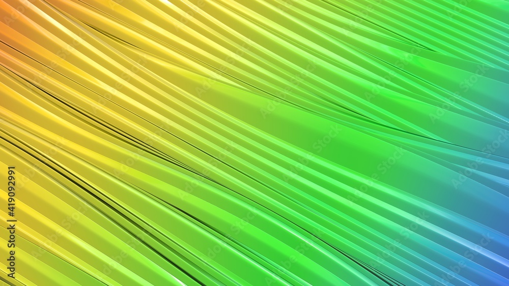 Colorful yellow green gradient abstract eccentric 3D spline wavy motion movement texture pattern Colorful yellow green gradient abstract eccentric 3D spline wavy motion movement texture pattern
