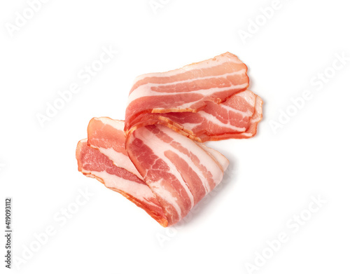 Tablou pe pânză Raw Smoked Bacon Isolated, Streaky Brisket Slices