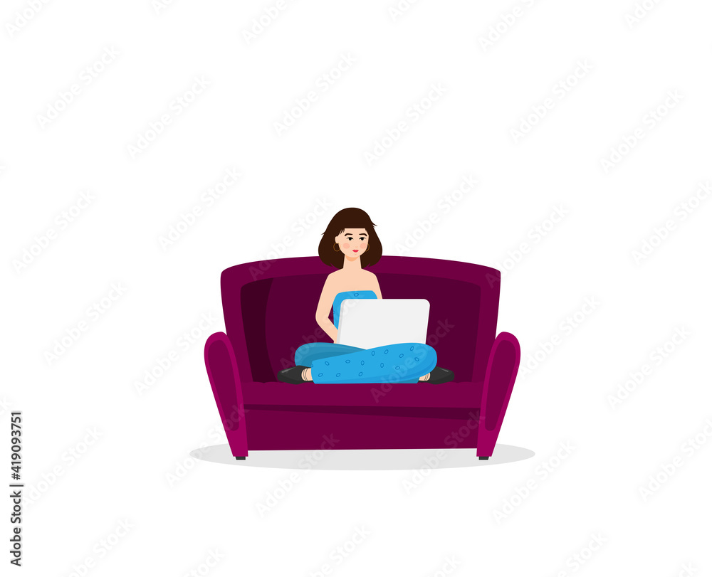 The woman is working on the development flat vector The woman is working on the development flat vector
