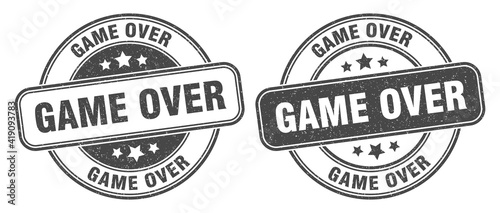 game over stamp. game over label. round grunge sign