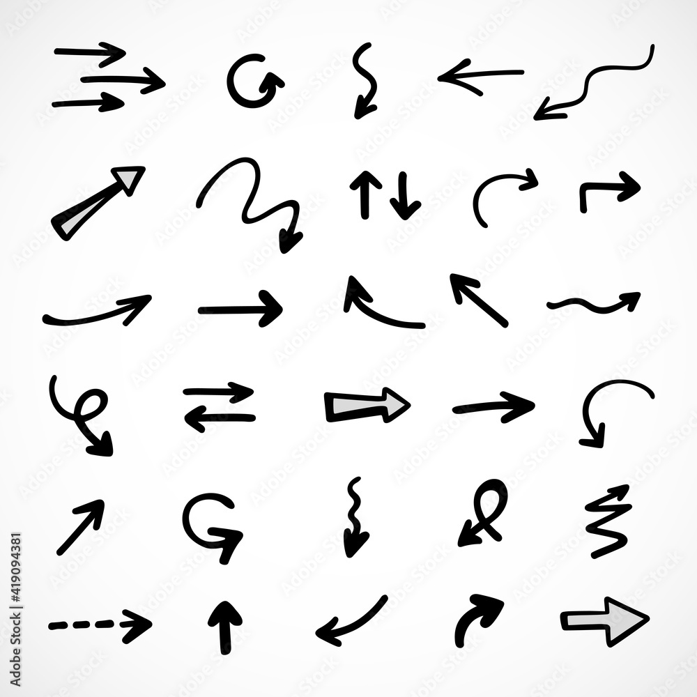 Vector set of hand-drawn arrows, elements for presentation Vector set of hand-drawn arrows, elements for presentation