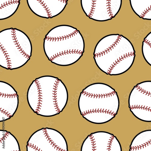 Baseballs seamless background. Design for the baseball theme. Suitable for fabrics, wrapping paper backs, postcards, banners, etc.