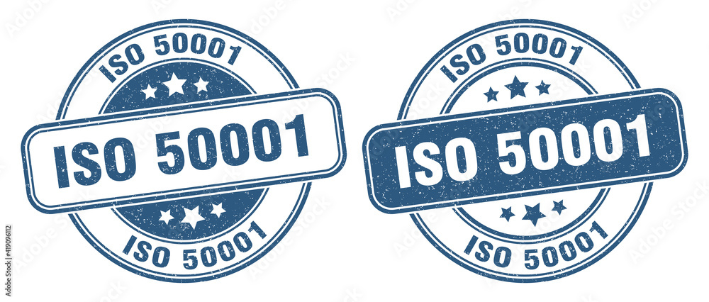 Obraz premium iso 50001 stamp. iso 50001 label. round grunge sign