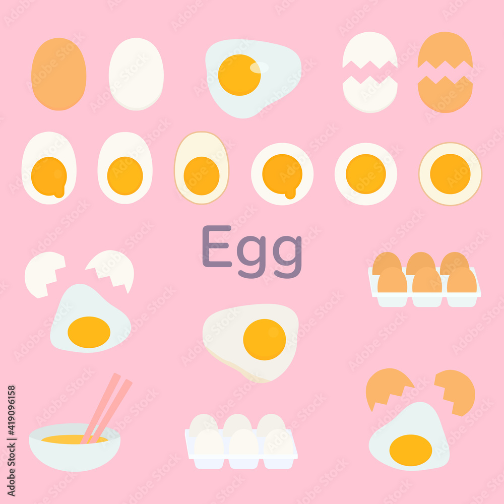 シンプルでかわいい卵のイラストセット フラットデザイン Stock Vector Adobe Stock
