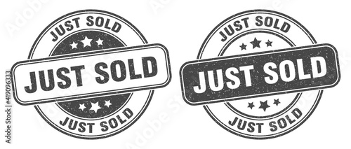 just sold stamp. just sold label. round grunge sign