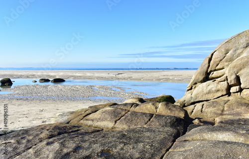 Carnota Beach or Playa de Carnota, the largest galician beach at famous Rias Baixas region. Coruña Province, Galicia, Spain.