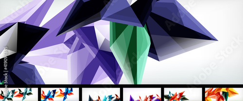 Colorful crystals abstract background collection. Trendy layout templates for business or technology presentation, internet poster or web brochure cover, wallpaper