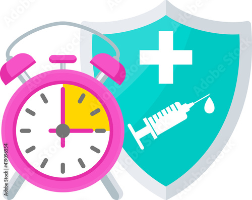 Time to Vaccination icon. Syringe and dose of vaccine.