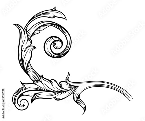 Baroque Scroll as Element of Ornament and Graphic Design with Spiral and Circular Motif Vector Illustration