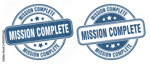 mission complete stamp. mission complete label. round grunge sign