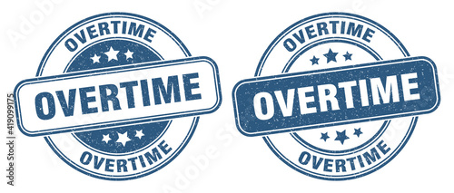 overtime stamp. overtime label. round grunge sign