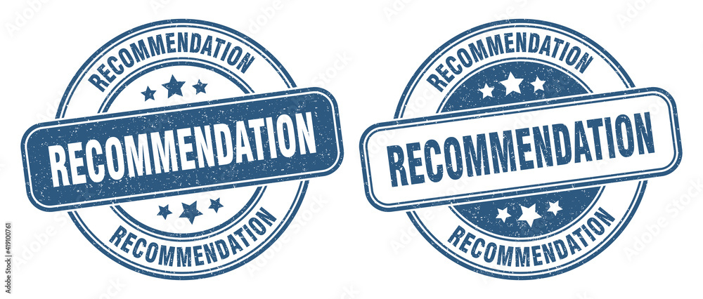 recommendation stamp. recommendation label. round grunge sign