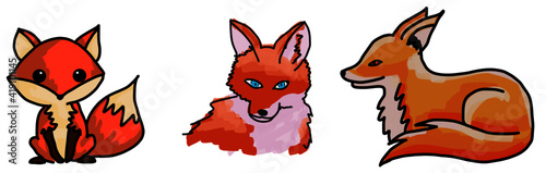 3 Fuchs Zeichnungen für Kinder Vektor Grafik