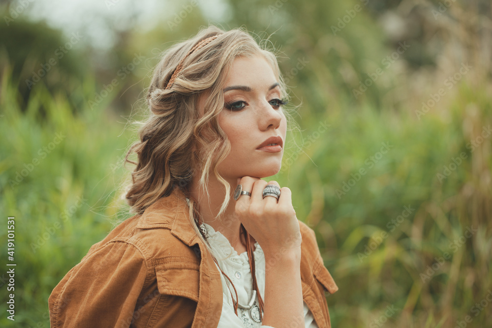 Magnificent young woman portrait outdoor