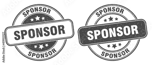 sponsor stamp. sponsor label. round grunge sign