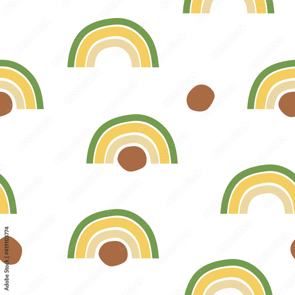 Fototapeta premium Seamless pattern with rainbows. Vector illustration.