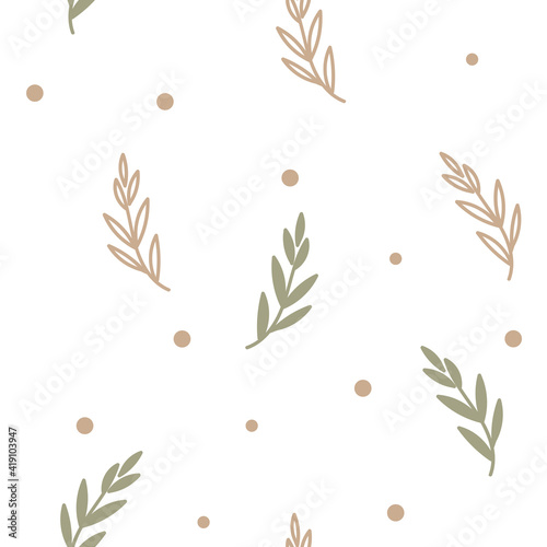 Seamless pattern with floral elements. Vector illustration.